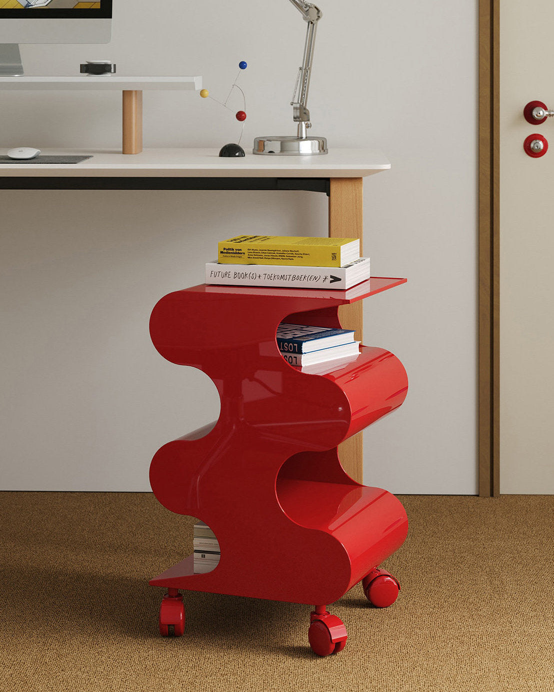 Modern Curved Rolling Cart