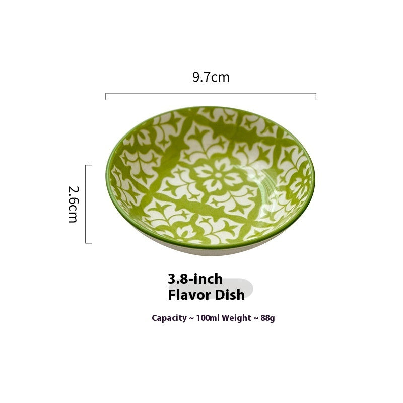 Ceramic Bohemian Sauce Dish Sauce Dipping Saucer Soy Sauce Dish Tableware