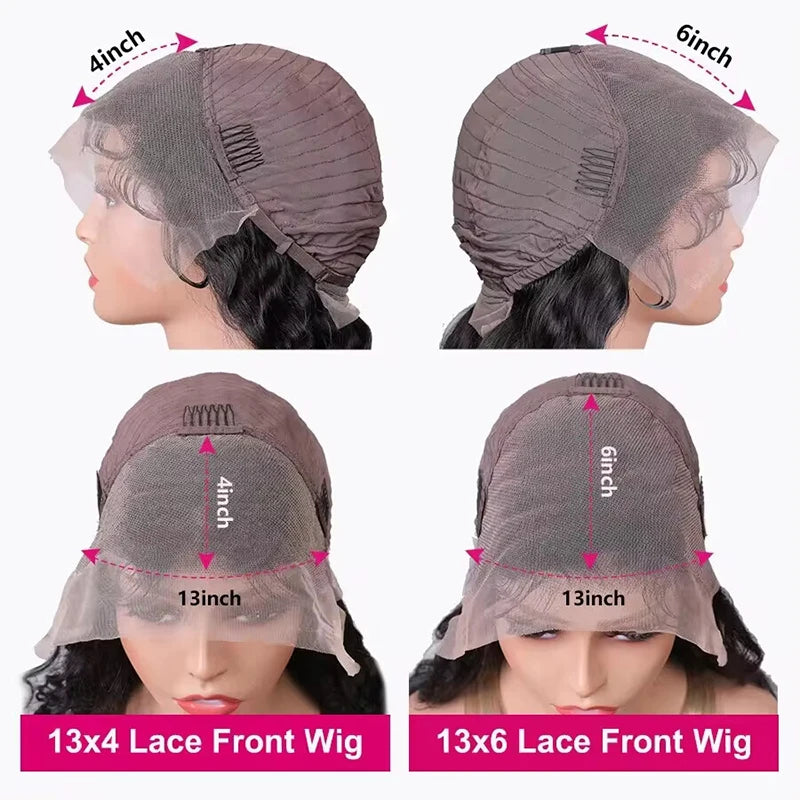 Body Wave 13x6 Lace Front Wigs Human Hair 180% Density 13x4 Lace Frontal Wigs Human Hair for Women Pre Plucked With Baby Hair