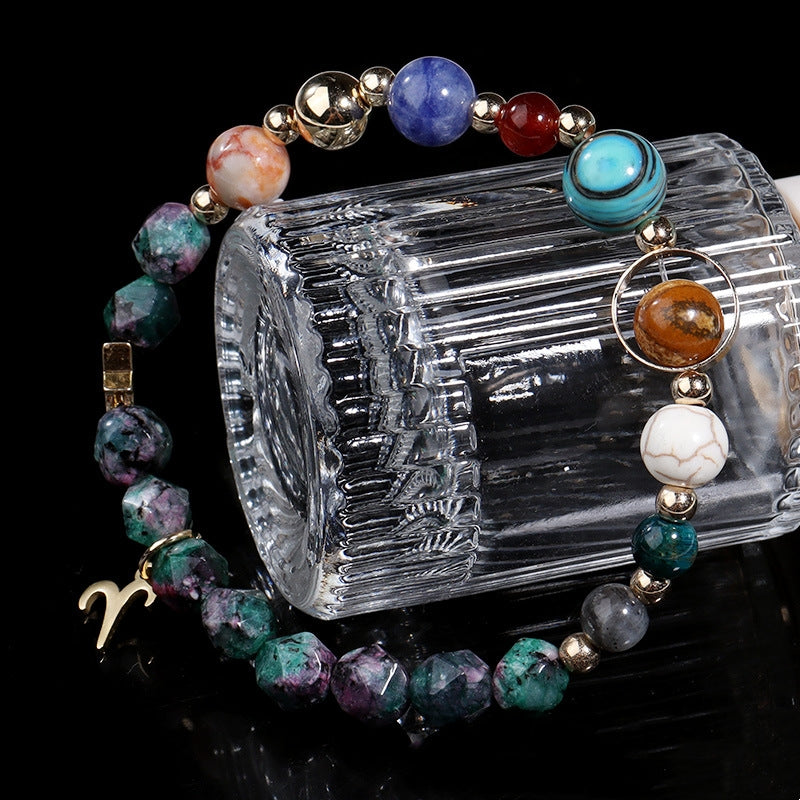 Natural Stone Twelve Constellations Bracelets Cut Hemp Stone Fashion