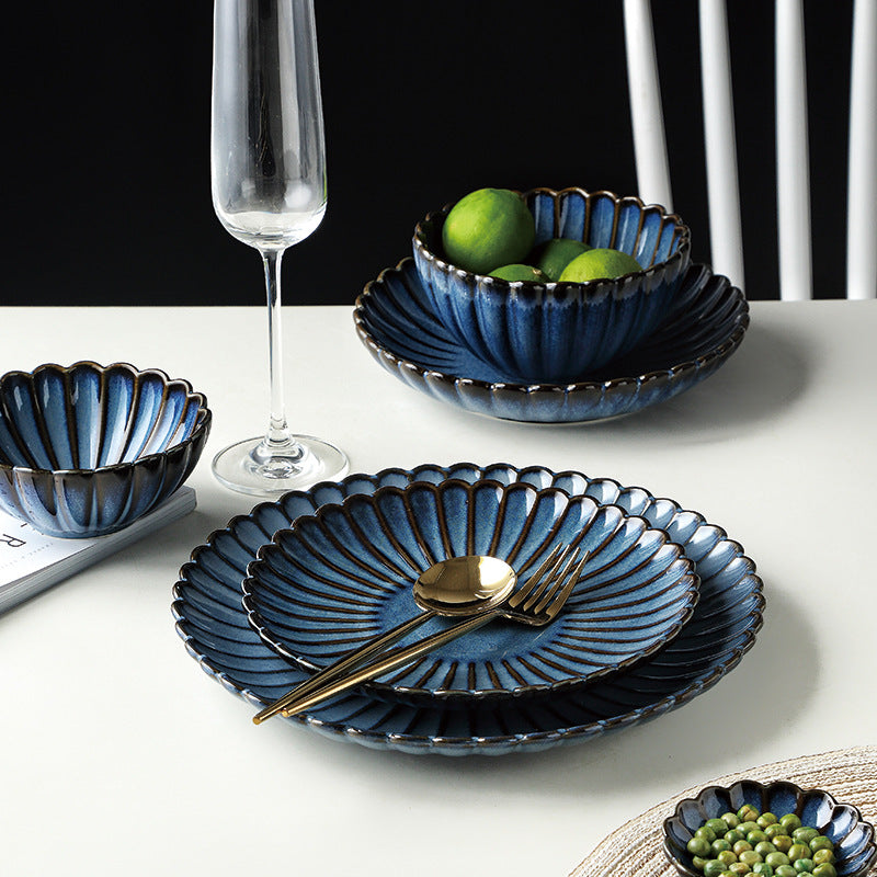 Japanese Retro Kiln Changed Chrysanthemum Dish Ceramic Tableware