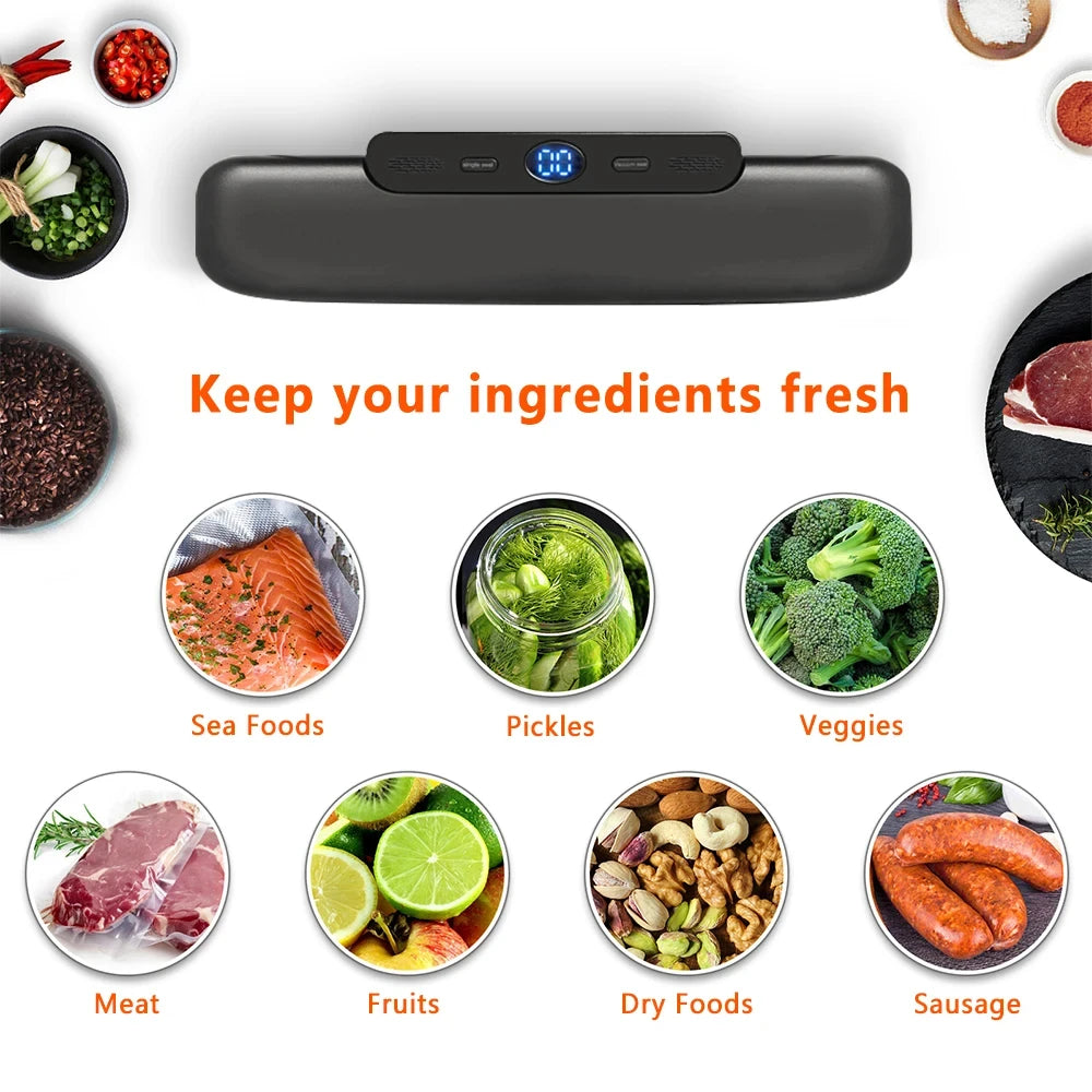 Automatic Portable Kitchen Food Saver Vacuum Sealer Machine Household Home Electric Plastic Sealing Packaging for Car Outdoor RV