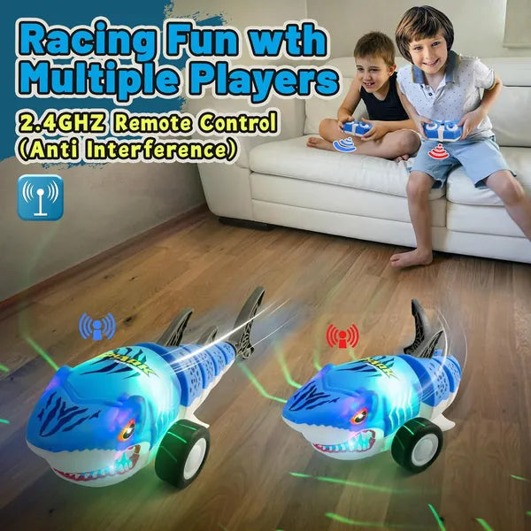 Remote Control Shark Car Toys For Kids,2.4GHz RC Cars Simulation Shark With Cool Light, 360° Stunt Drift & Most Terrains,Outdoor Toys For Birthday For 6,7,8,9,10-12 Boys Girls