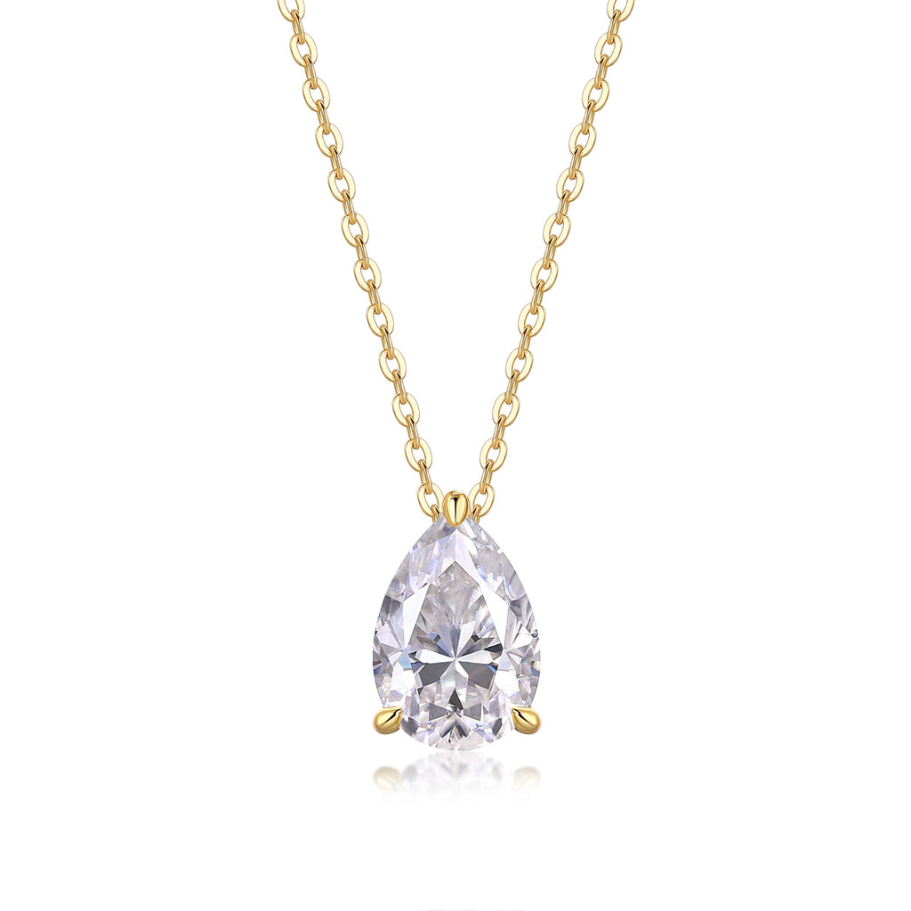 1Under The Moon - A Fashionable And Trendy Diamond Pendant Necklace Set With Pear-shaped Moissanite S925 Sterling Silver And Gold Plating Prohibit TikTok sales