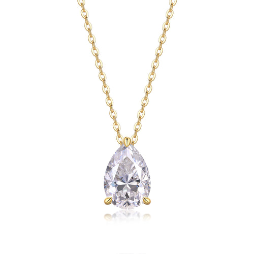 1Under The Moon - A Fashionable And Trendy Diamond Pendant Necklace Set With Pear-shaped Moissanite S925 Sterling Silver And Gold Plating Prohibit TikTok sales