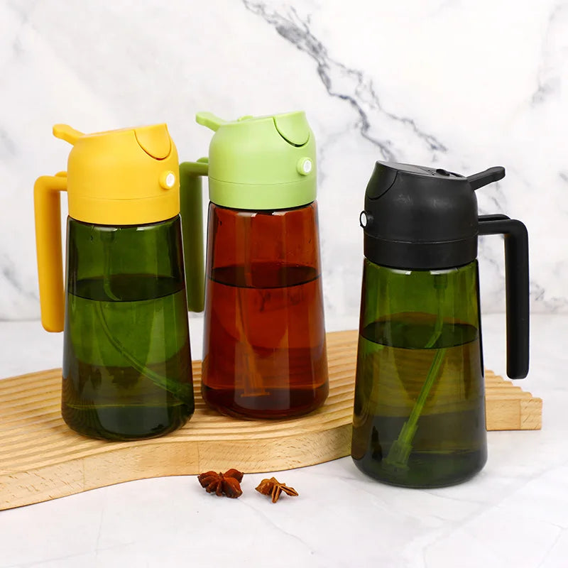 Spray and Pour 2-in-1 Oil Bottle, Light-Blocking Dark Oil Mist Spray Bottle, Kitchen-Specific Dual-Function Olive Oil Sprayer