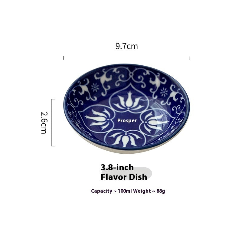 Ceramic Bohemian Sauce Dish Sauce Dipping Saucer Soy Sauce Dish Tableware