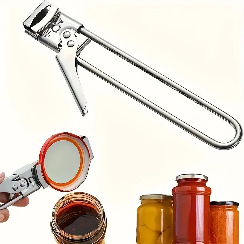 A sturdy and durable kitchen tool suitable for cans and bottles, adjustable manual stainless steel can opener, multifunctional