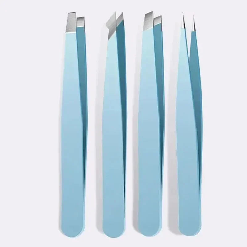 Ouriner Eyebrow Tweezers Set 4 Pcs Stainless Steel Eyebrow Forceps Professional Beauty Tool Set For Facial Hair Inward Growing
