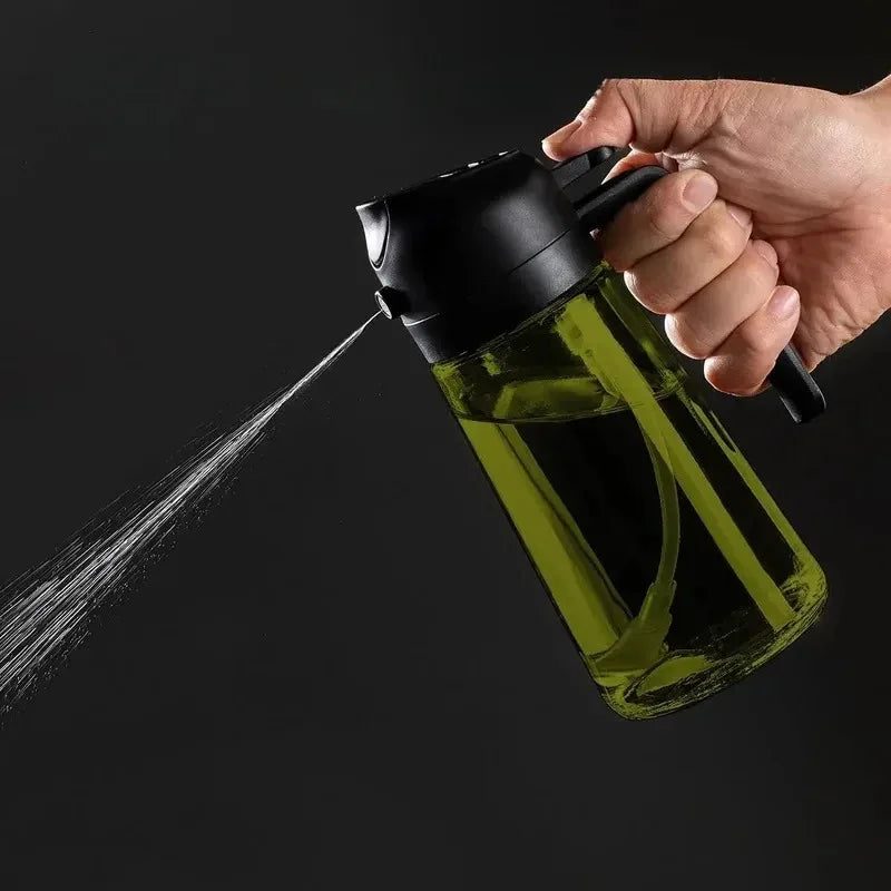 Dark shadow oil spray bottle，Dedicated kitchen，Two combinations，An olive oil dispenser，Dark green glass oil bottle