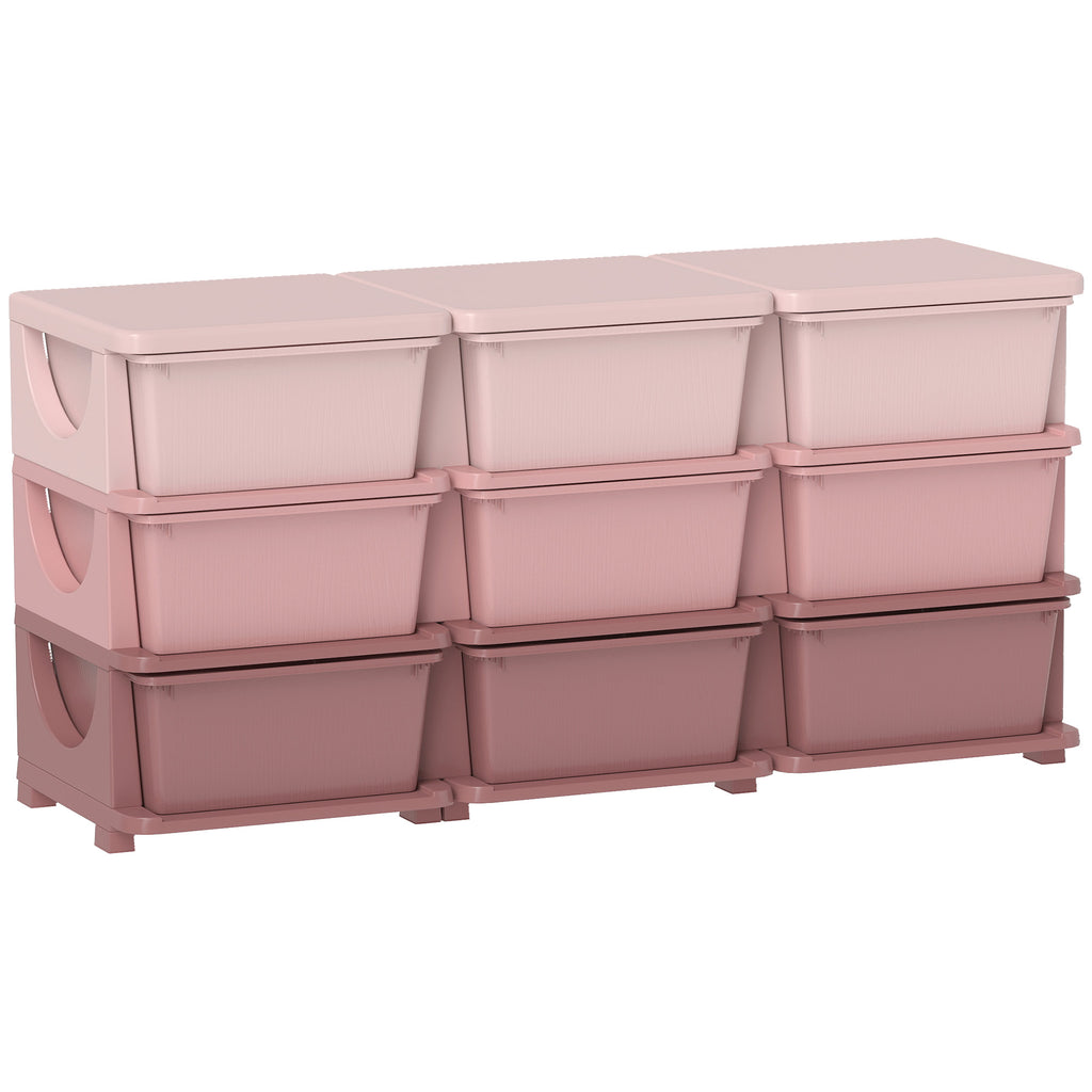 Kids Storage Unit, With Nine Drawers - Pink