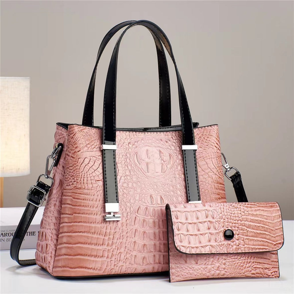 Women's Fashion Crocodile Pattern Large Capacity Combination Bags