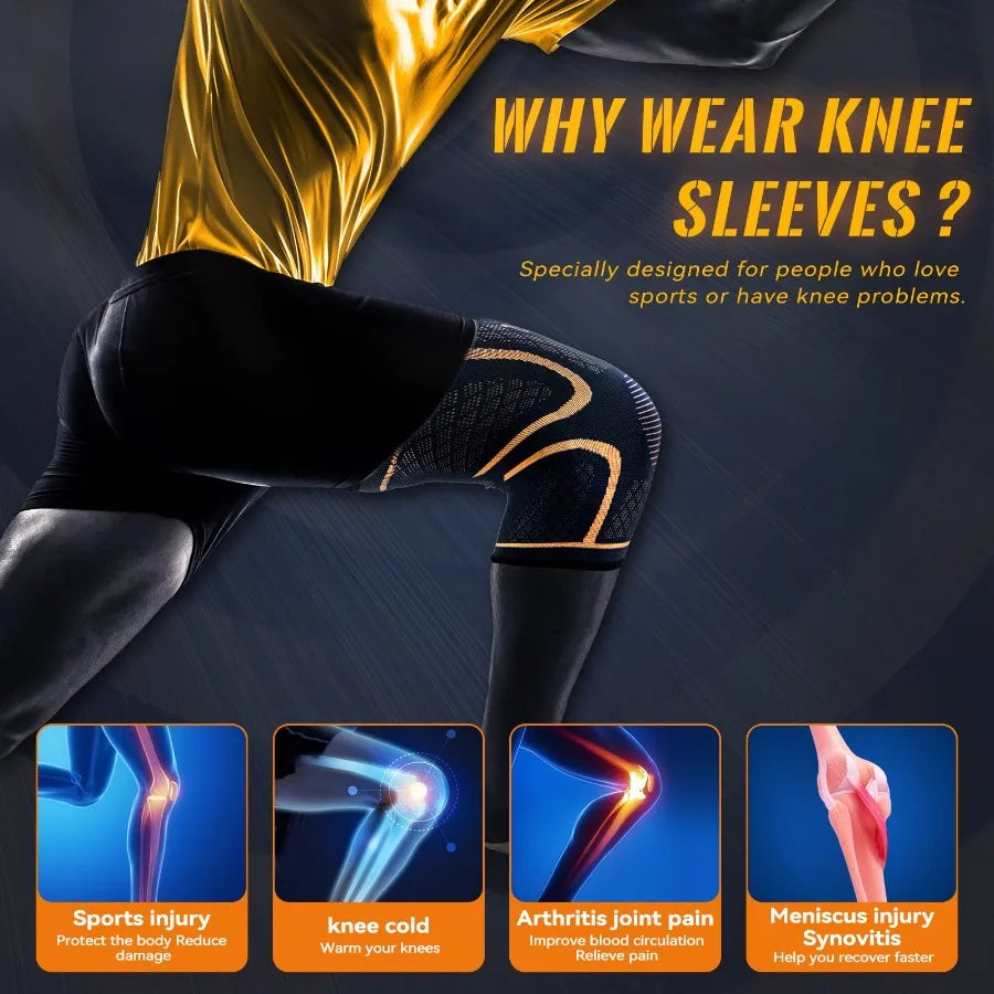 Copper Ion Sports Knee Brace - Warm Breathable Spandex Knee Support for Training Daily Wear, Reliable & Comfortable