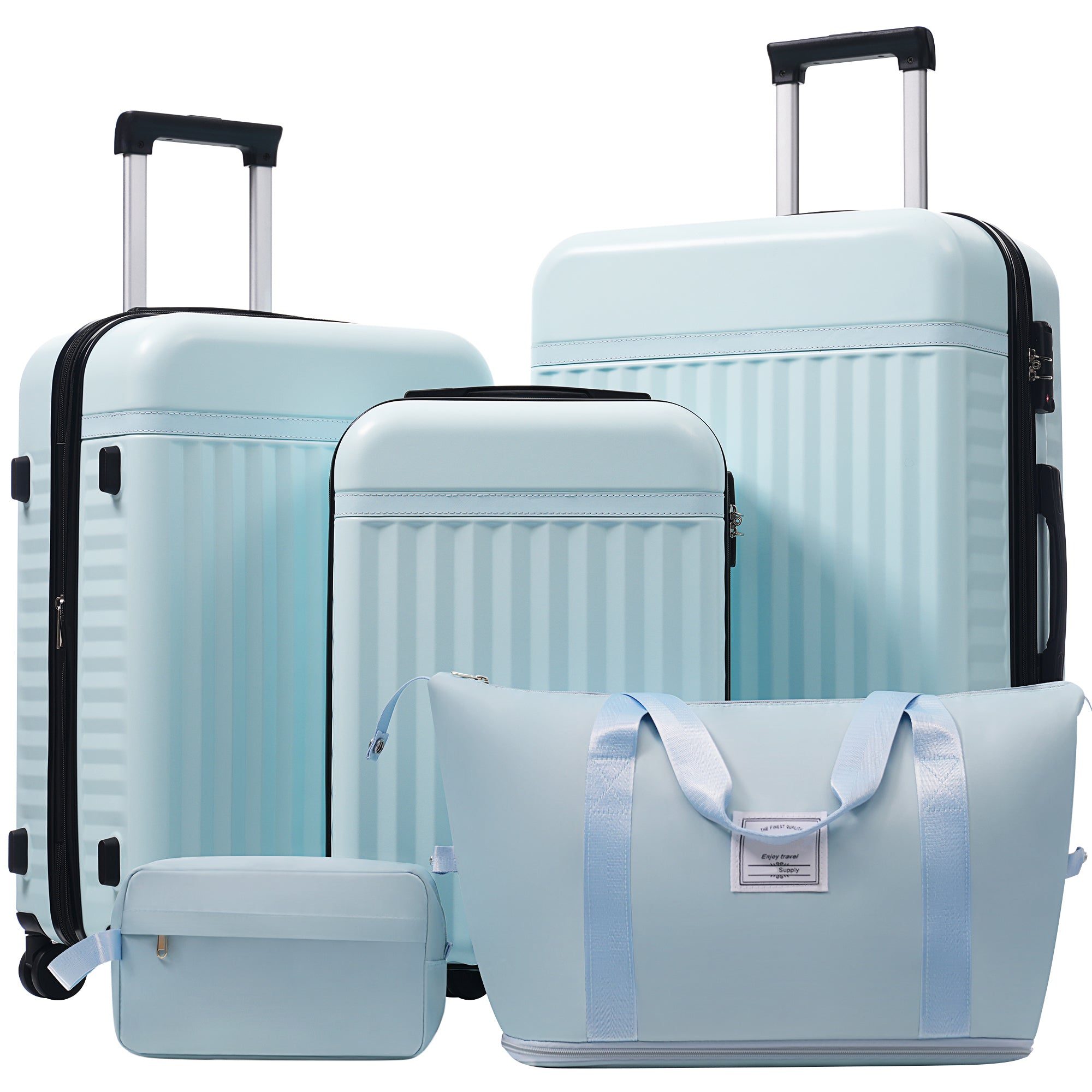 Luggage Set 5 Piece, Hardside Carry On Suitcase , Expandable Luggage With Travel Bags Spinner Wheels TSA Lock