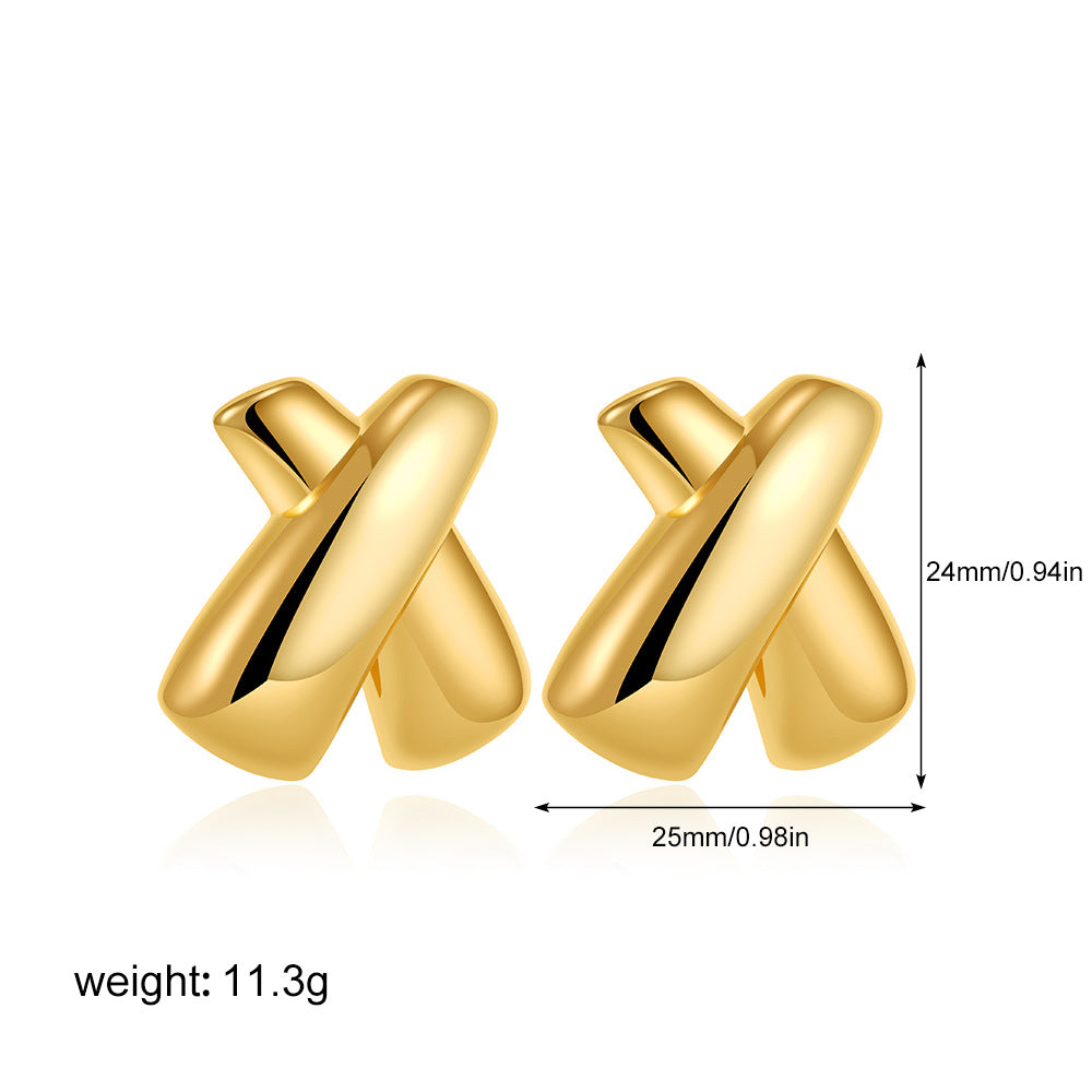 Earrings Chubby Cross X-shaped Stud Earrings Simple Earrings