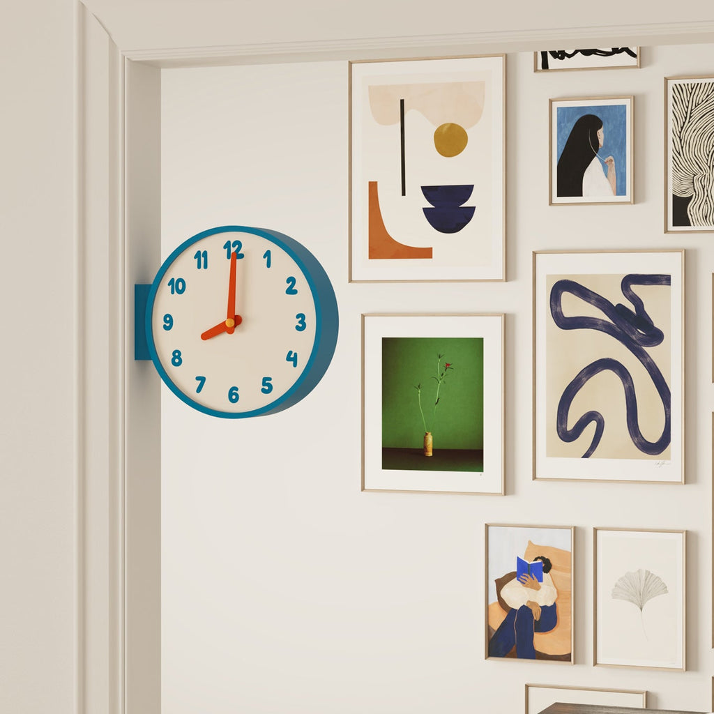 Blue Corner View Clock