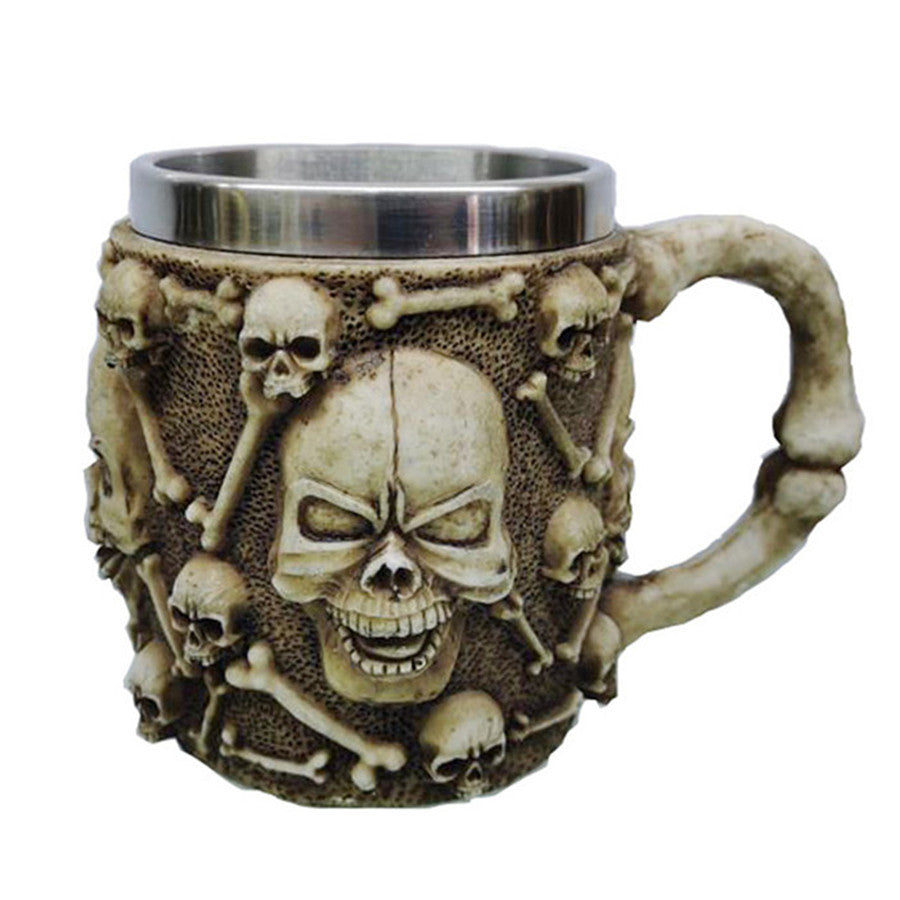 3D Skull Mug A Resin-Infused Double-Walled Stainless Steel Mug For Coffee And Water