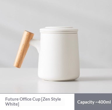 Simple Ceramic Tea-and-water-separating Office Mug With Lid And Filter