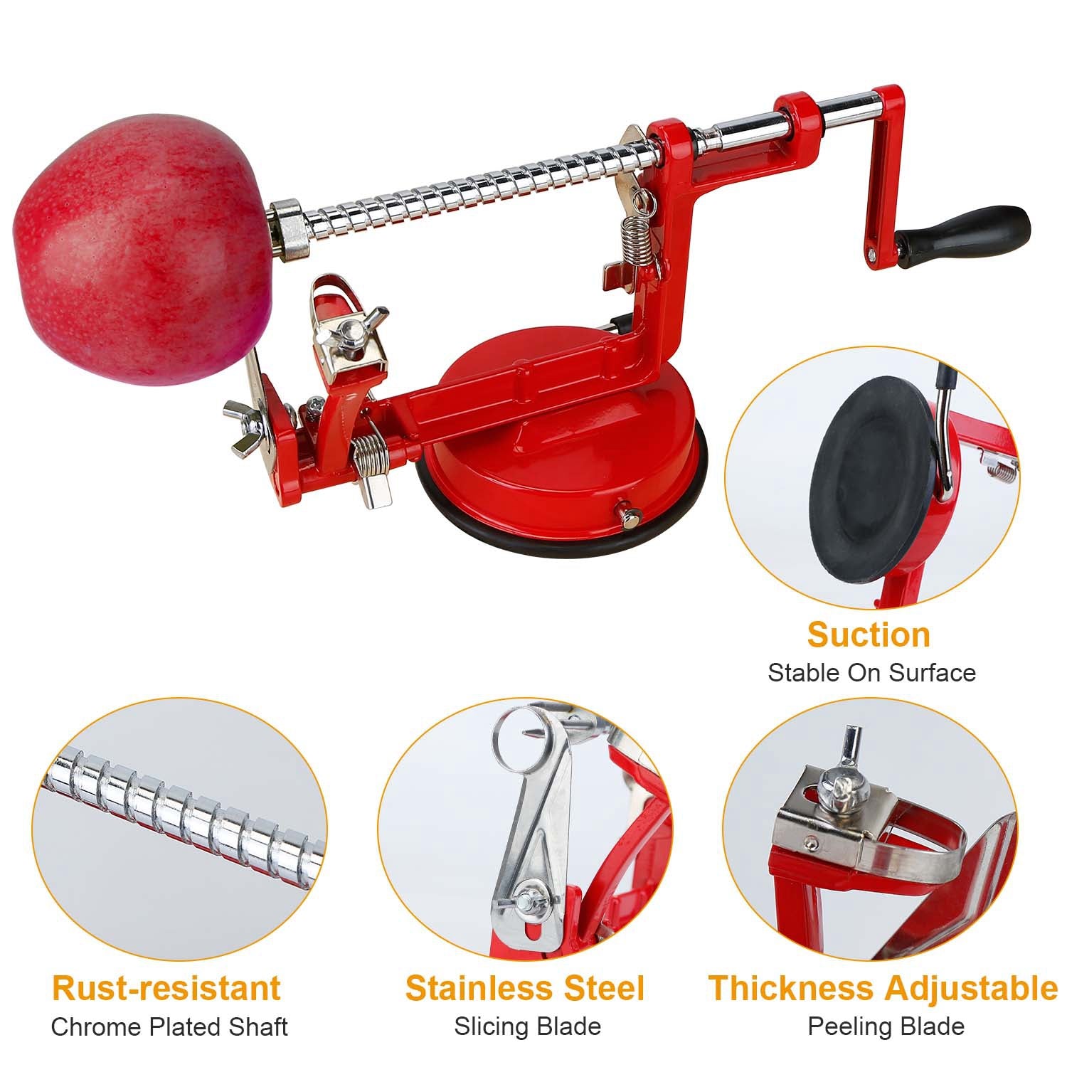 3 In 1 Fruit Peeler Manual Rotation Potato Fruit Core Slicer Kitchen Hand Cracking Corer With Zinc Alloy Peeler Suction Base