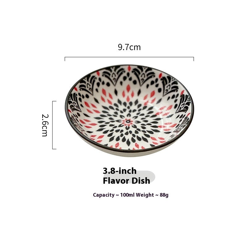 Ceramic Bohemian Sauce Dish Sauce Dipping Saucer Soy Sauce Dish Tableware