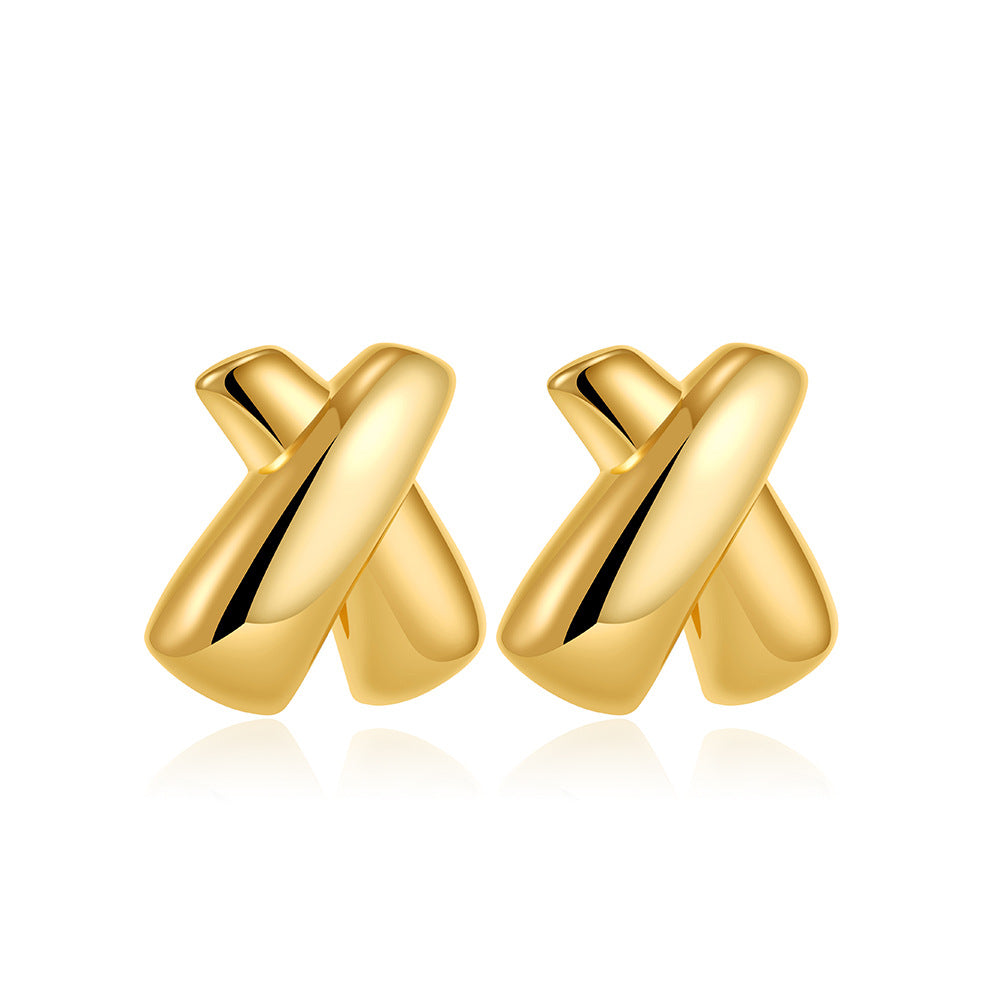 Earrings Chubby Cross X-shaped Stud Earrings Simple Earrings