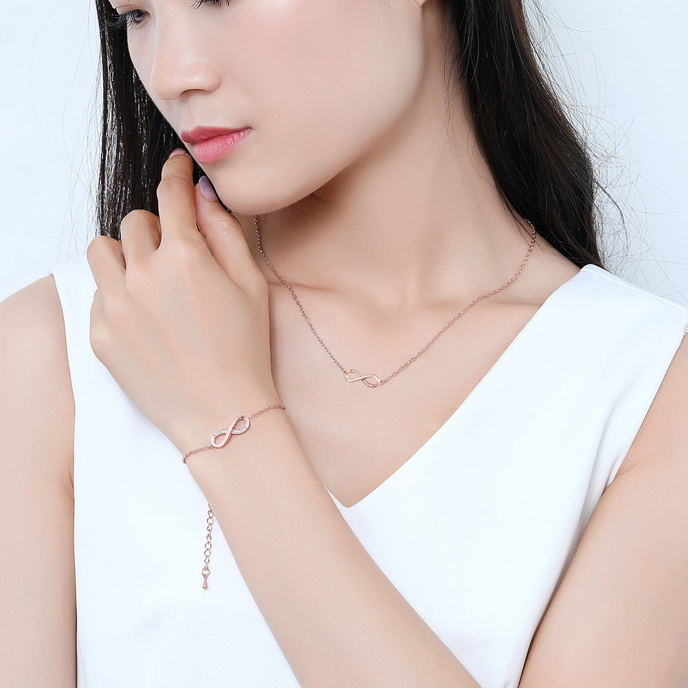 Fashion Crystal Necklace Zircon Lucky 8 Necklace