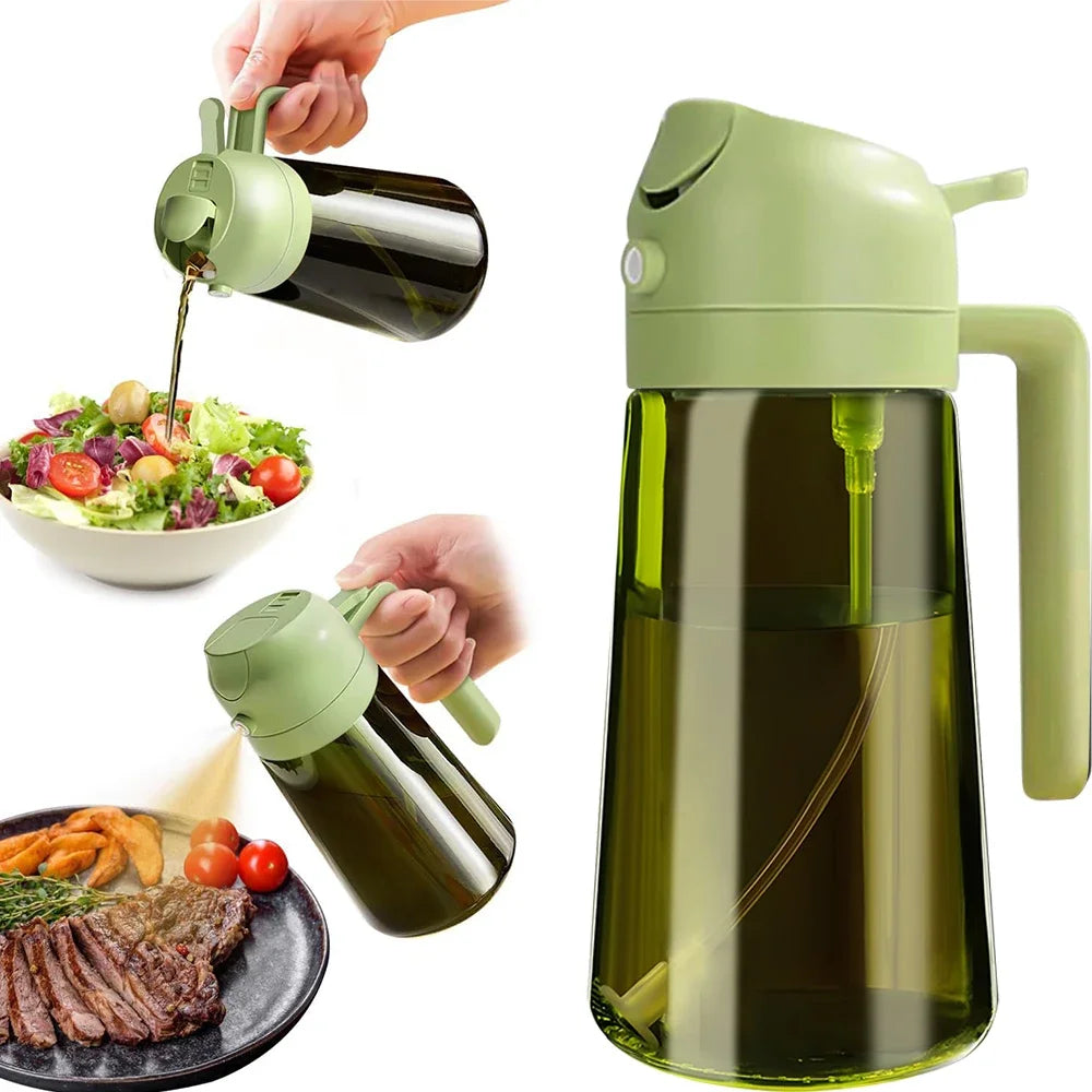 Spray and Pour 2-in-1 Oil Bottle, Light-Blocking Dark Oil Mist Spray Bottle, Kitchen-Specific Dual-Function Olive Oil Sprayer