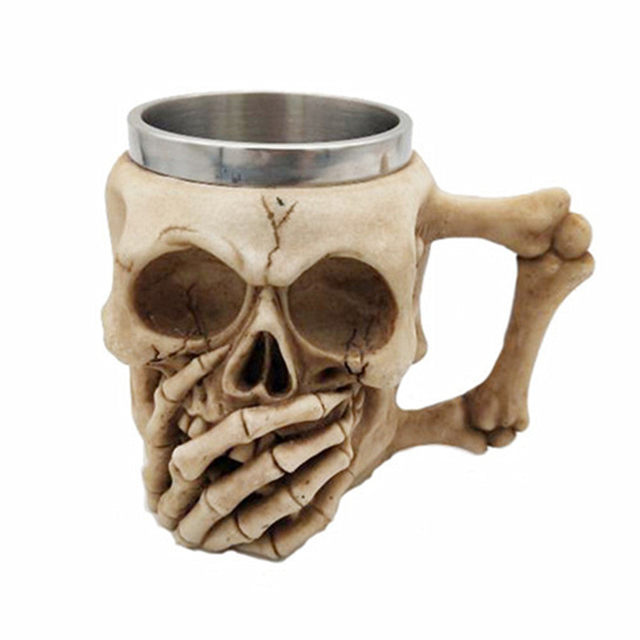 3D Skull Mug A Resin-Infused Double-Walled Stainless Steel Mug For Coffee And Water