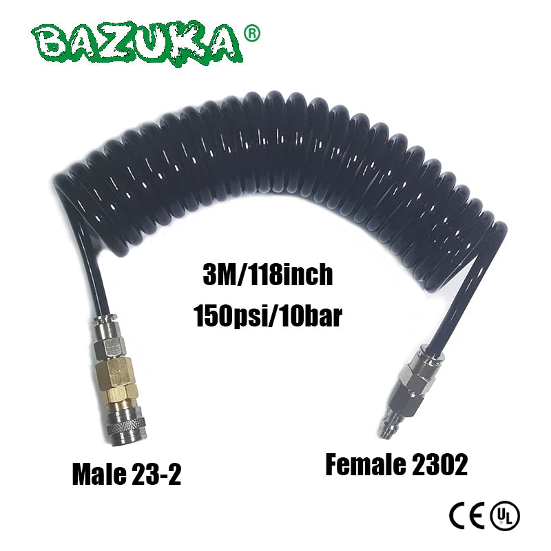 Air HPA Soft Coil Hose Female 2302 Male 23-2 Adapter Foster Quick Disconnect Coupler (US) Fill Whip 150psi/10bar