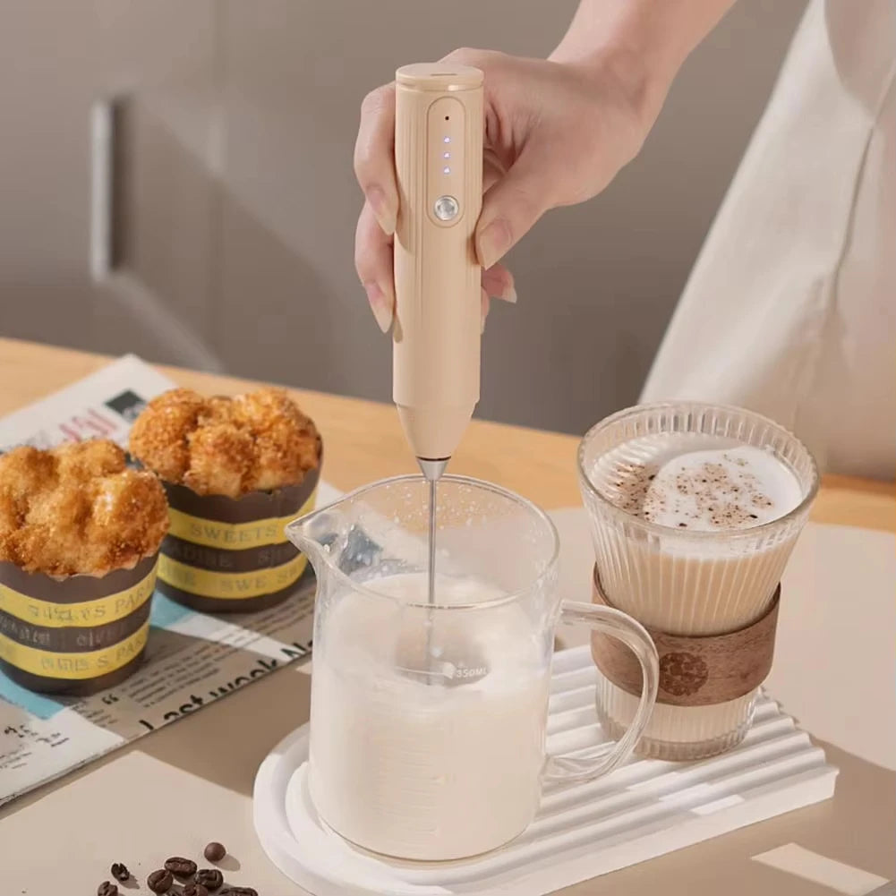 USB electric milk frother, handheld milk coffee machine, 3-speed wireless egg beater, kitchen mixer, multifunctional food mixer