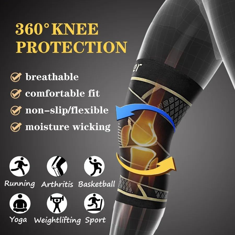 Copper Ion Sports Knee Brace - Warm Breathable Spandex Knee Support for Training Daily Wear, Reliable & Comfortable