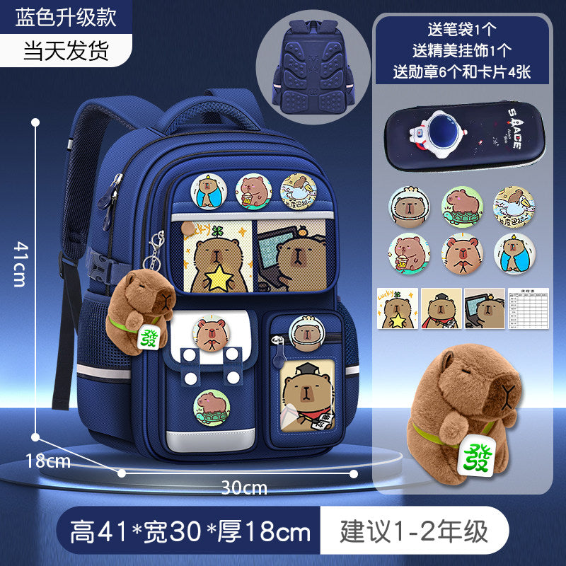 2026 new capybara school bag for elementary school girls ultra-light weight weight protection for boys from grades 1 to 3 to 6