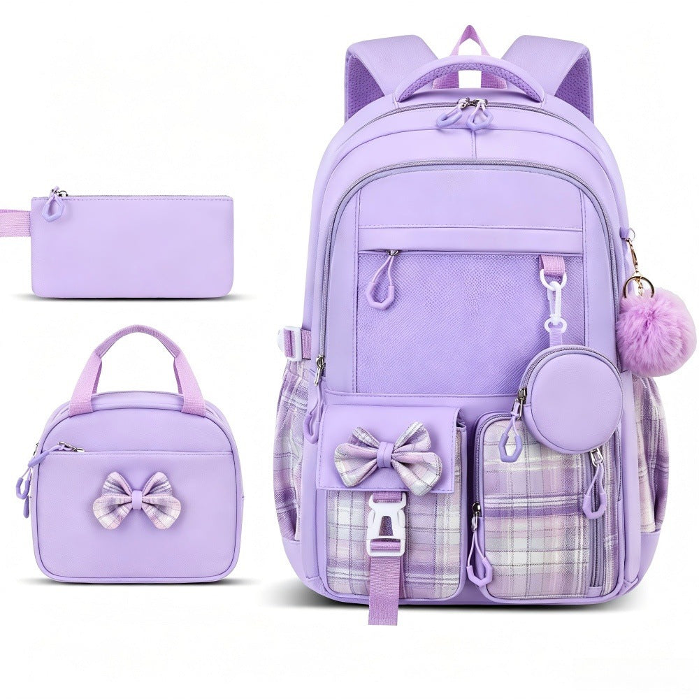 Cross-border new school backpack, high-value backpack, simple factory three-piece backpack, backpack, lunch bag, pen