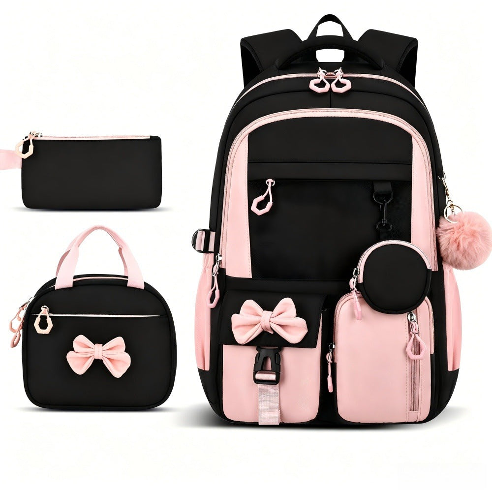 Cross-border new school backpack, high-value backpack, simple factory three-piece backpack, backpack, lunch bag, pen