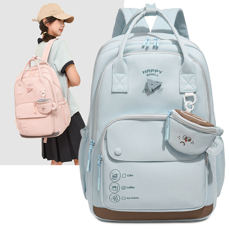 New Korean style INS collegiate style lightweight backpack for middle and high school students, fresh and versatile, high-aesthetic student backpack