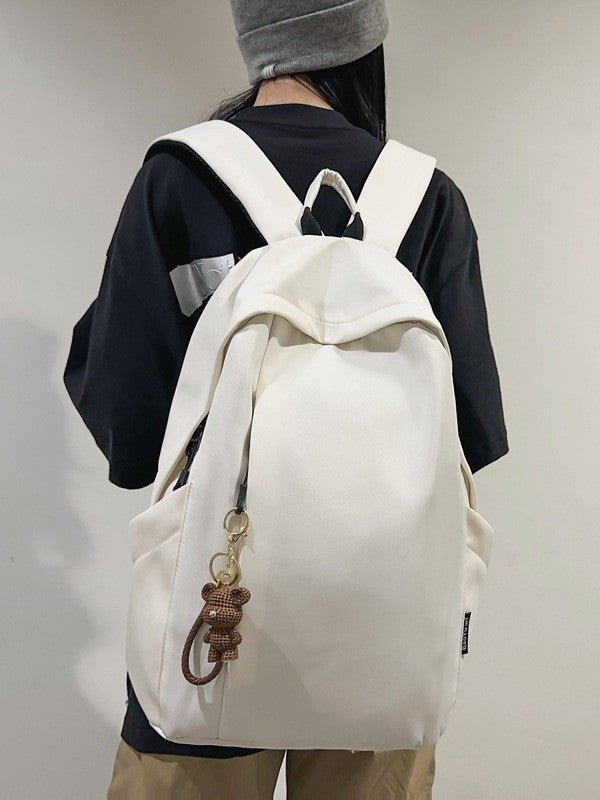 Large capacity school bag male high school student Korean version trendy travel backpack female junior high school student simple solid color backpack
