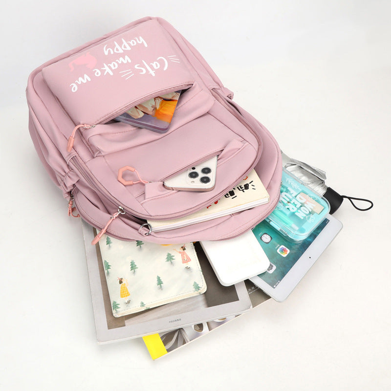 Cross-border student bag for girls, middle school students, lighten burden, spinal support schoolbag, large capacity, 2023 new high school backpack