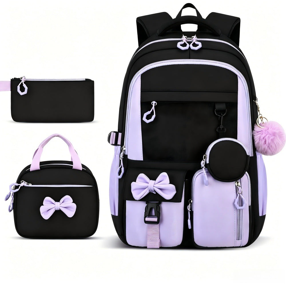 Cross-border new school backpack, high-value backpack, simple factory three-piece backpack, backpack, lunch bag, pen