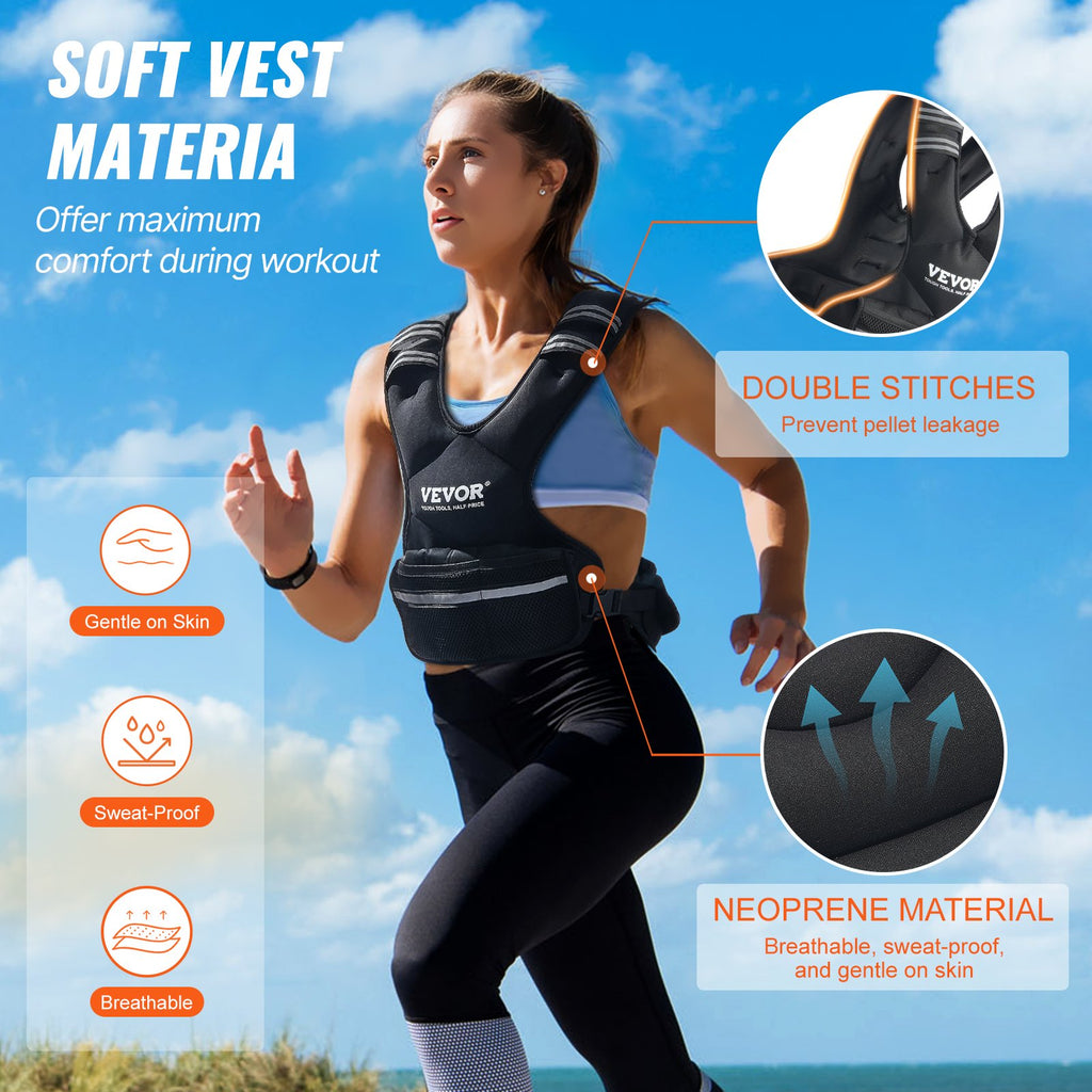 Adjustable Weighted Vest, 11-20lb Weight Vest With 6 Ironsand Weights And  Reflective Stripe, Body Weight Vest Exercise Set For Men Women, Workout Equipment For Strength Training Running Jogging
