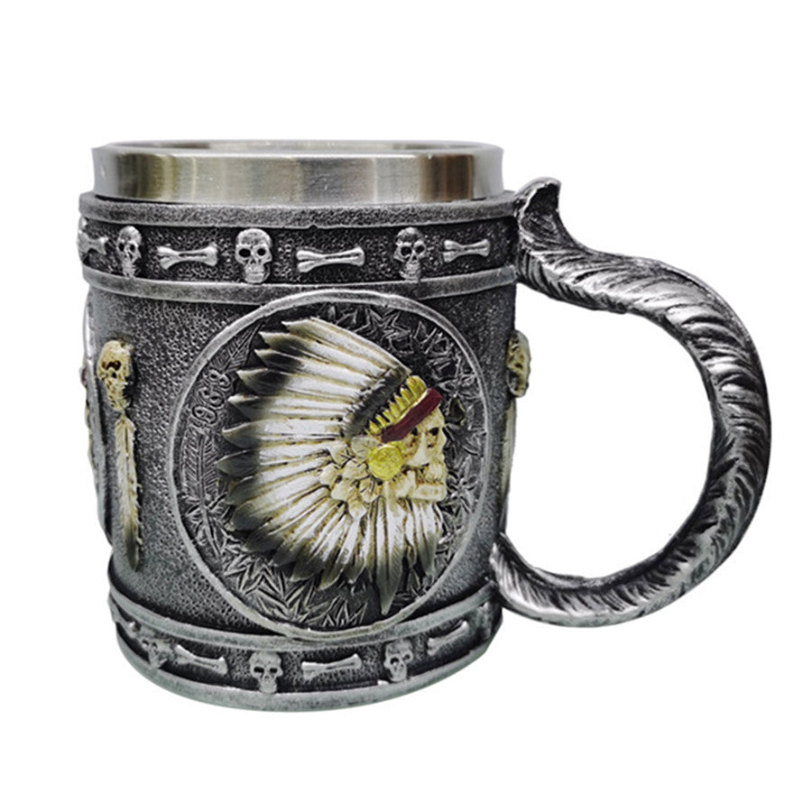3D Skull Mug A Resin-Infused Double-Walled Stainless Steel Mug For Coffee And Water