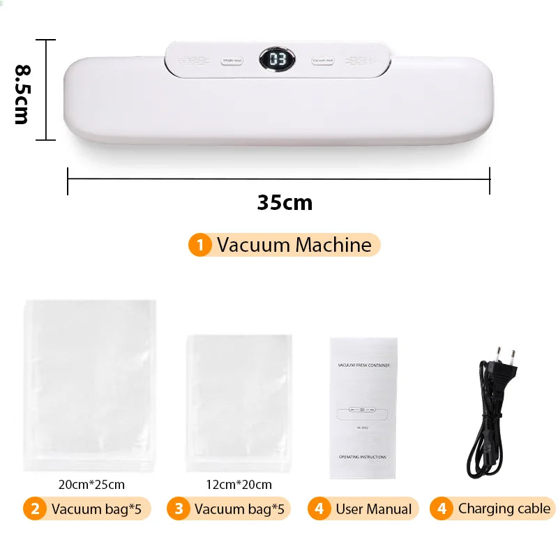 Automatic Portable Kitchen Food Saver Vacuum Sealer Machine Household Home Electric Plastic Sealing Packaging for Car Outdoor RV