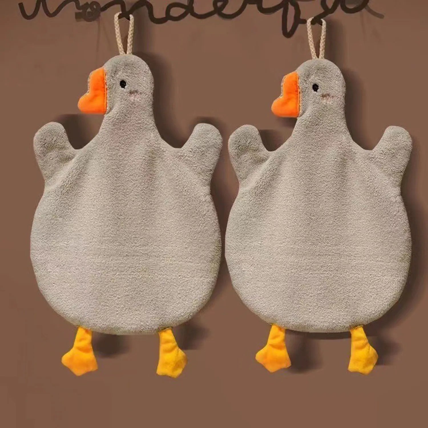 2pcs Cartoon Goose Hand Towel Kitchen Bathroom and Toilet Hand Towel Hanging Type with Super Water Absorption Quick Drying