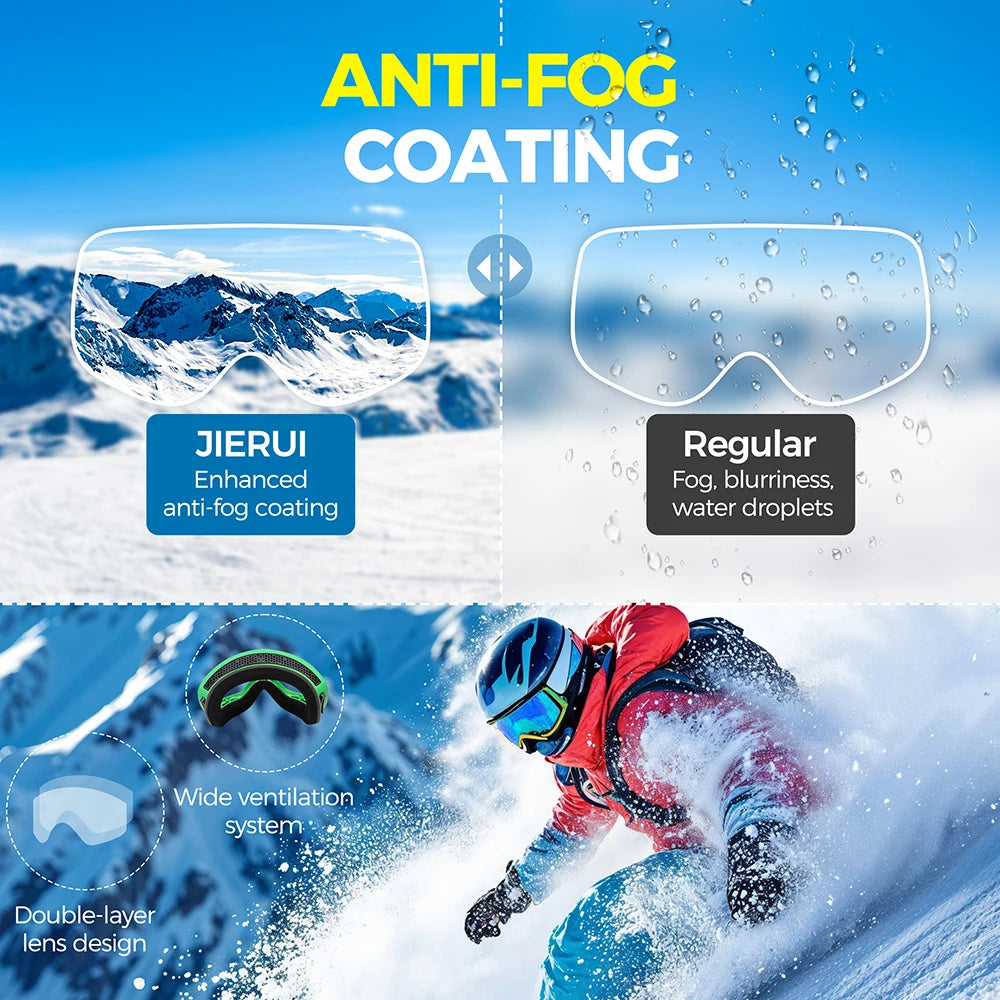 Ski Goggles UV Protection Super Elastic Adjustable Sports Glasses for Outdoor Snow Blindness Fog Prevention