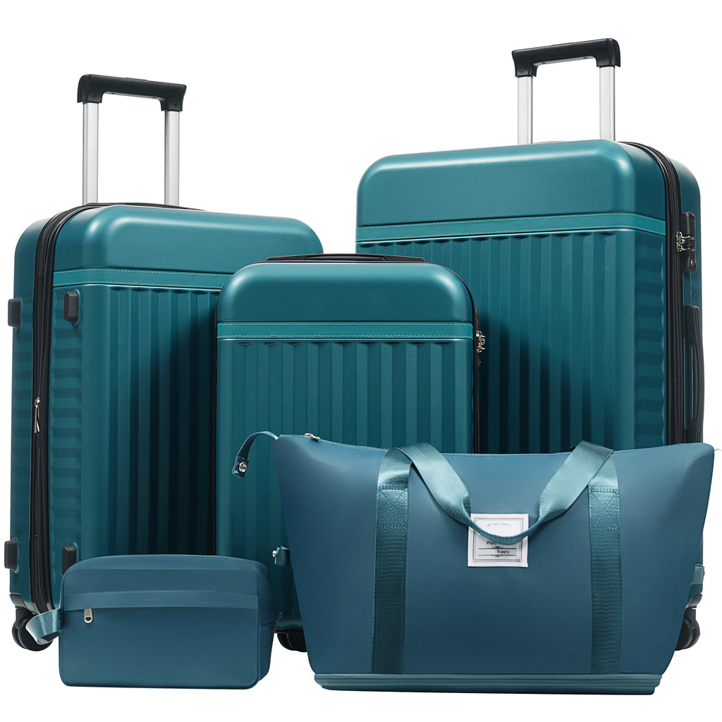 Luggage Set 5 Piece, Hardside Carry On Suitcase , Expandable Luggage With Travel Bags Spinner Wheels TSA Lock