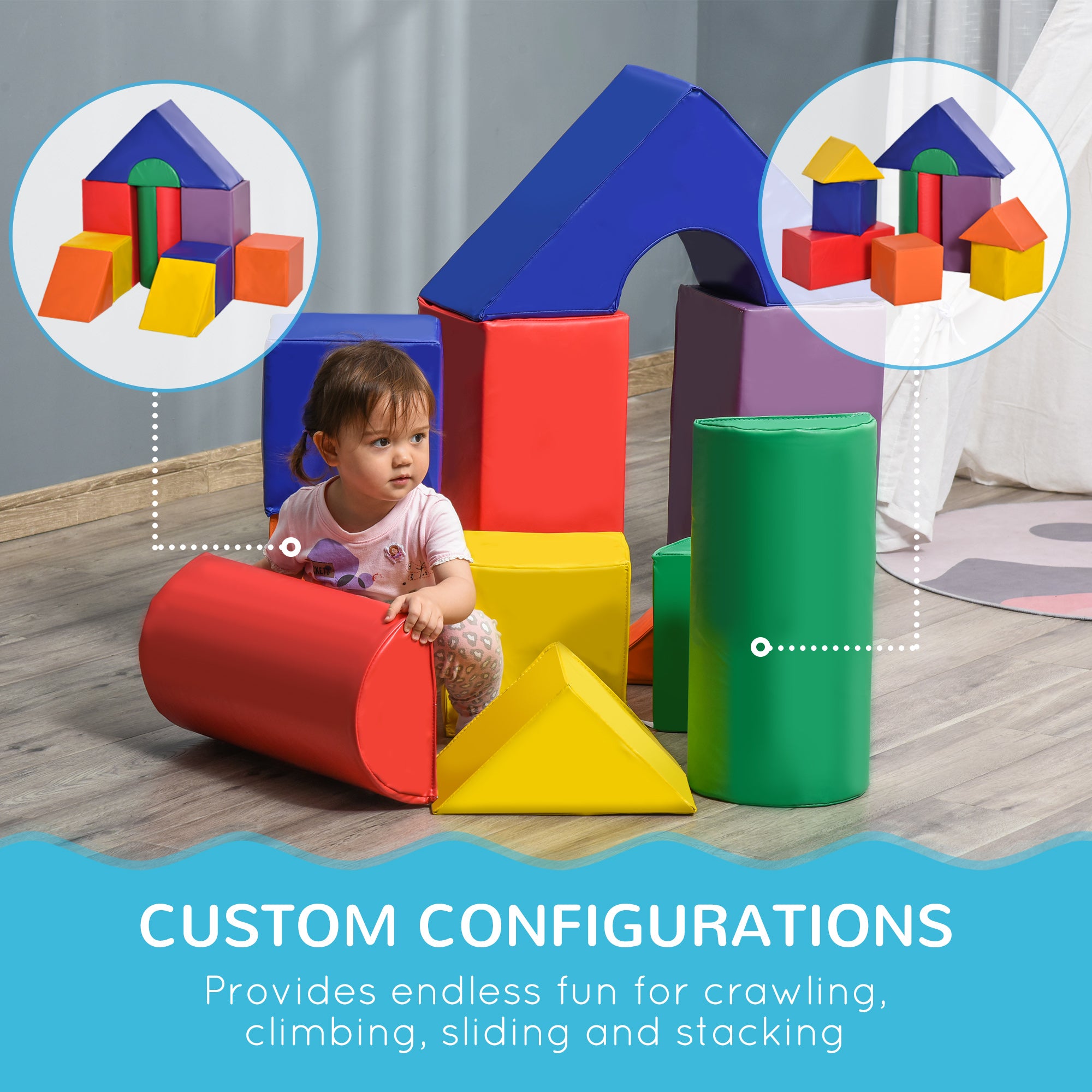 11-Piece Kids Soft Play Set, Foam Block, Toys For Climbing, Crawling, Multicoloured