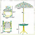 Kids Picnic Table, Kids Table And Chair Set With 2 Folding Chairs And Umbrella For Backyard, Garden, Patio, Green