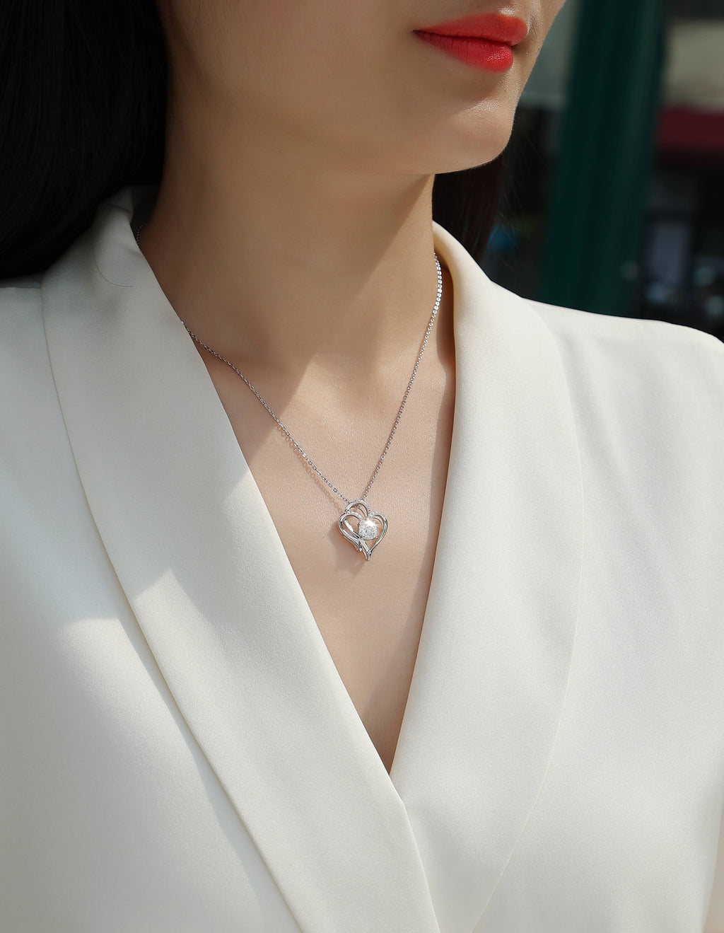 1Heart To Heart - A Fashionable And Luxurious Diamond Jewelry Pendant Set With 1-carat Moissan Diamond S925 Sterling Silver And Platinum Plating Prohibit TikTok sales