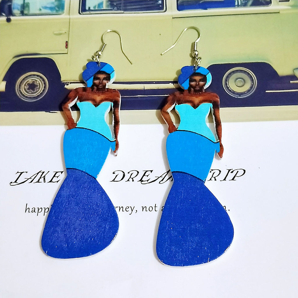 Human Head Pattern Geometric Round Wooden Earrings Head Earrings Earrings Earrings