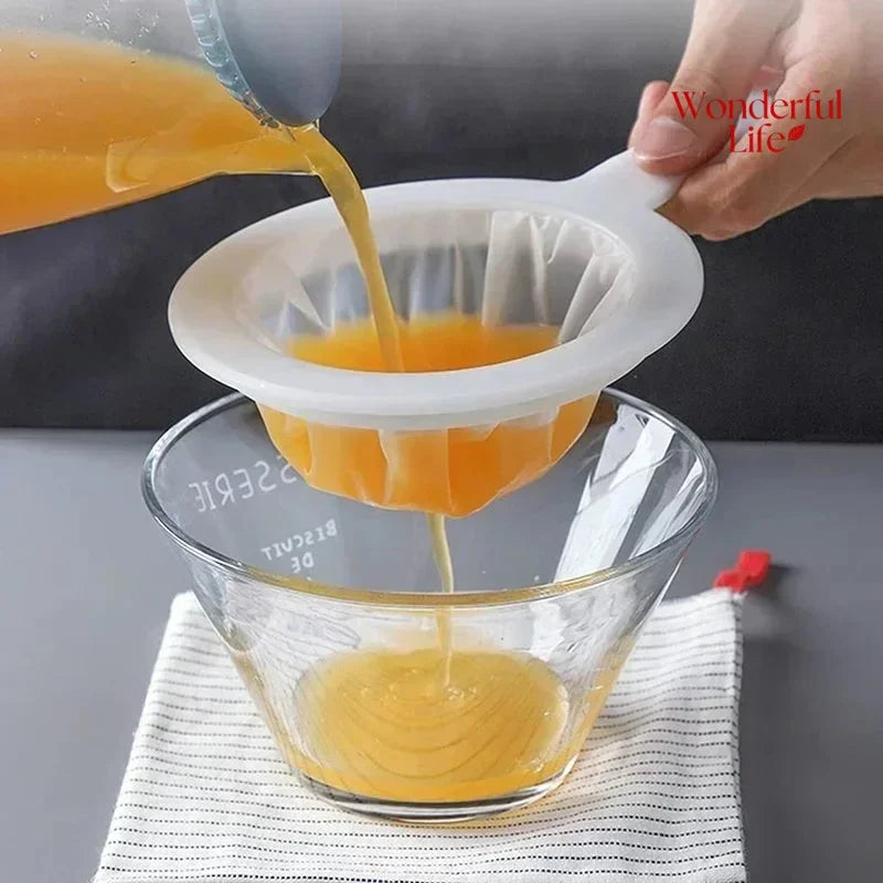 1Pcs 400Mesh Reusable Nylon Ultra Fine Filter Mesh Strainer Spoon Sieve Soy Milk Juice Coffee Food Filter Kitchen Colander