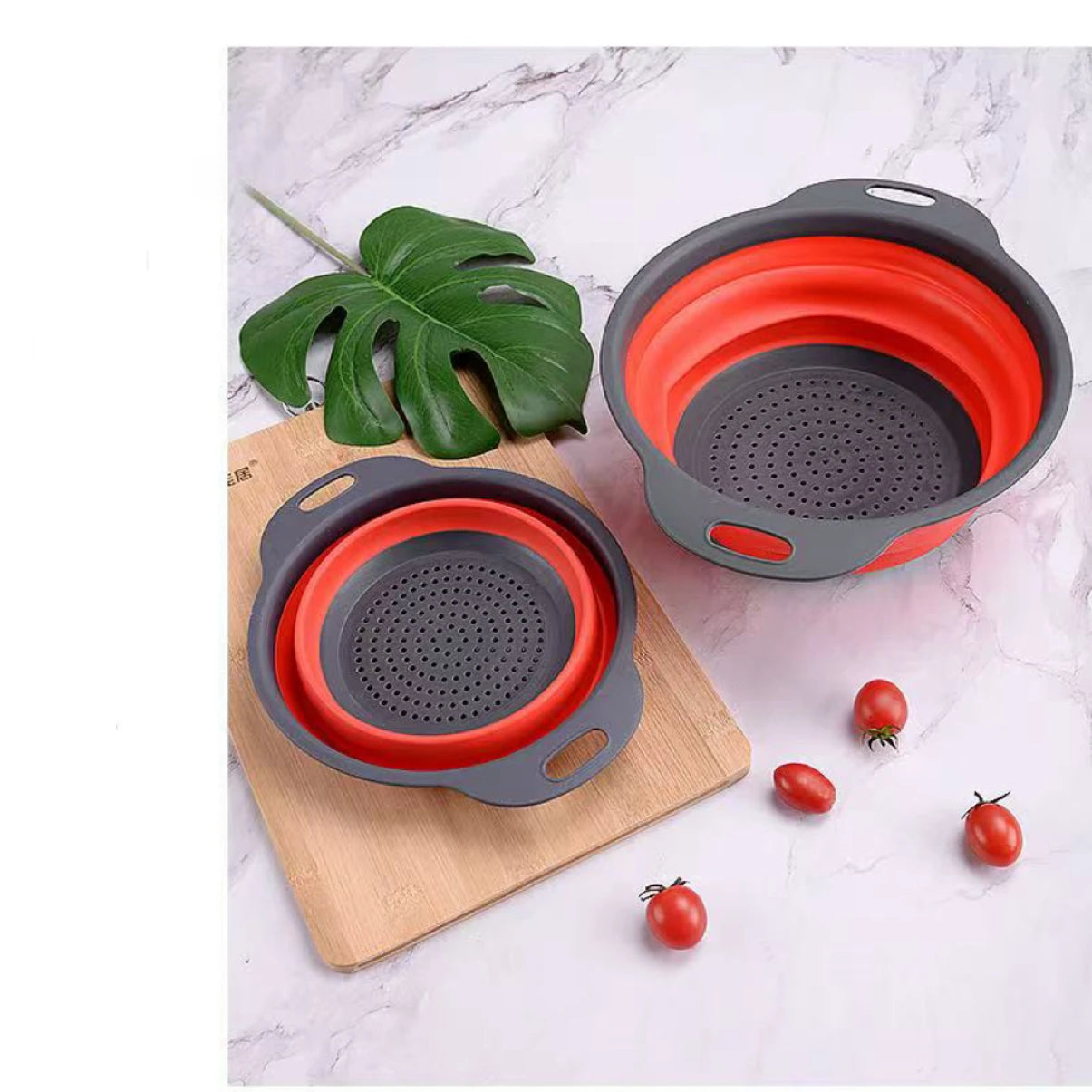 1/2pcs Silicone Round Folding Vegetable Fruits Washing Drain Basket Colander Strainer Collapsible Drainer Kitchen Tool